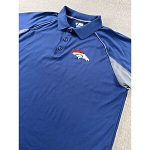 NFL Team Apparel TX3 Denver Broncos Graphic Polo Shirt Mens LG Blue Short Sleeve